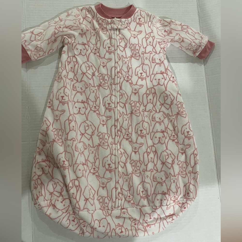 Carters baby zip fleece sleep sack with puppy images size small